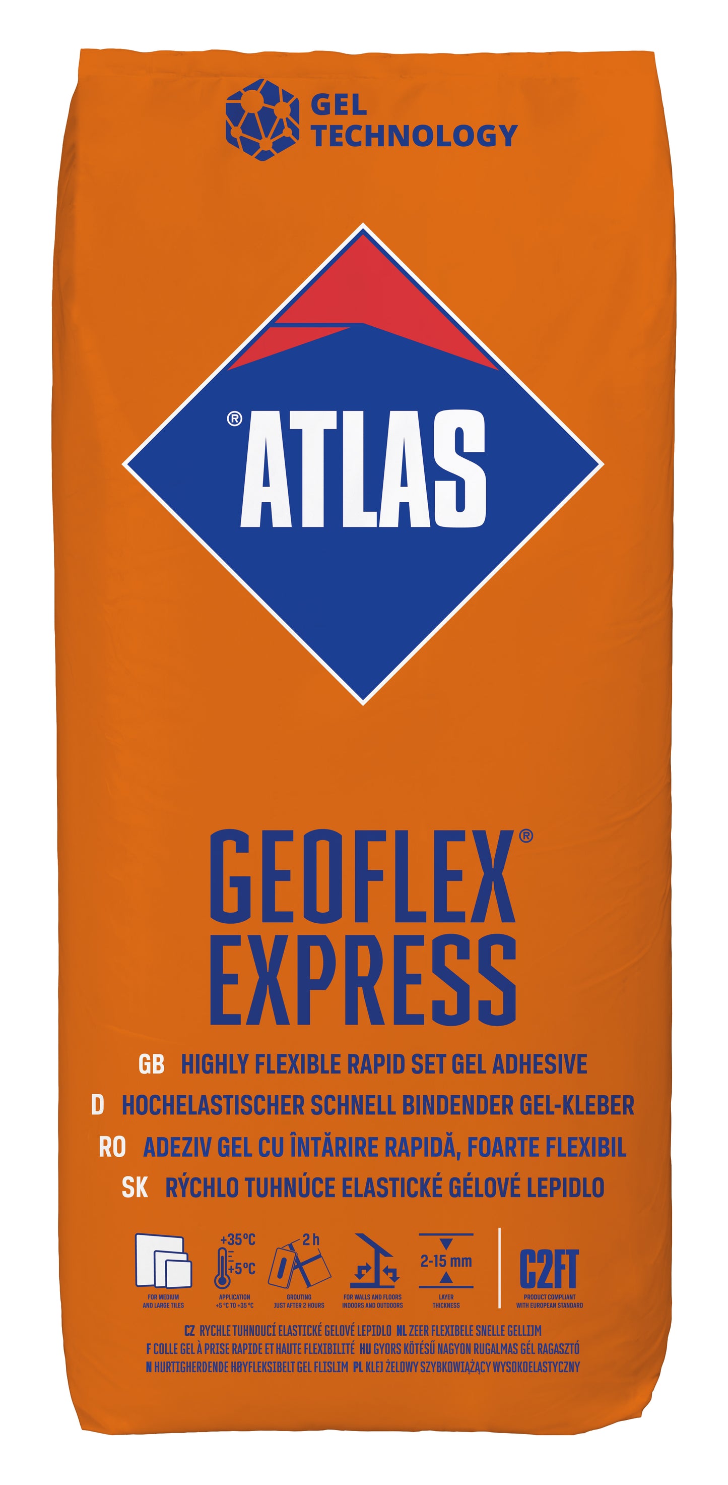 ATLAS GEOFLEX EXPRESS schnellabbindender Gelkleber hochelastisch, 2-15 mm 25kg