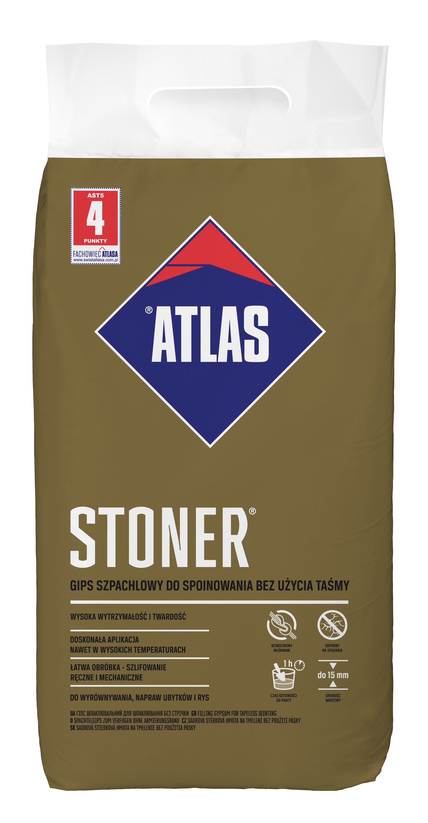 Spachtelgips zum Verfugen ohne Fugenband ATLAS STONER 5 kg