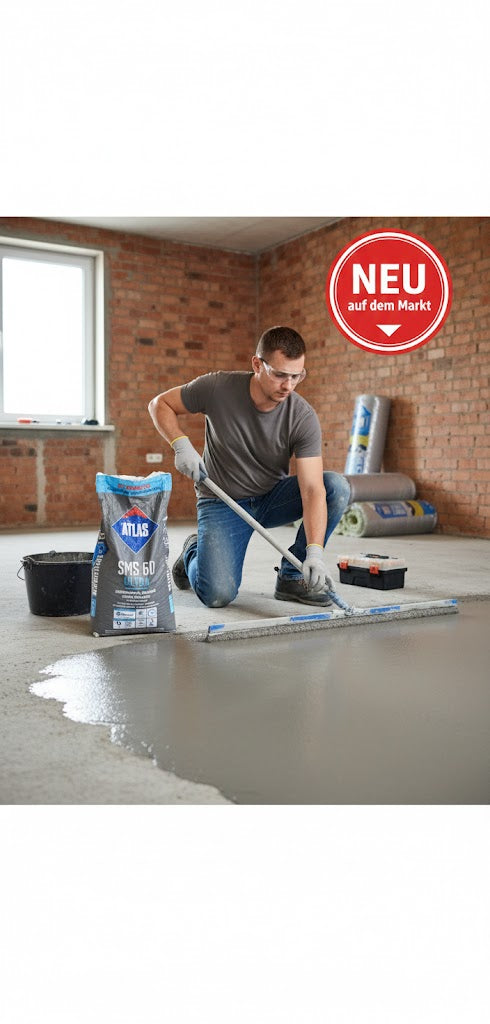 ATLAS SMS 60 ULTRA NEU Selbstverlaufender, zementier Estrich mit Gel-Technologie 25Kg