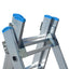 Dreiteilige Industrieleiter BS-DW 3x11 mit blauen Kunststoffelementen