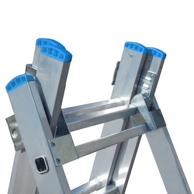 Dreiteilige Industrieleiter BS-DW 3x11 mit blauen Kunststoffelementen