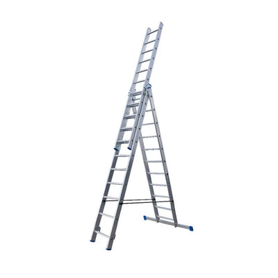 Dreiteilige Industrieleiter BS-DW 3x11 mit blauen Kunststoffelementen