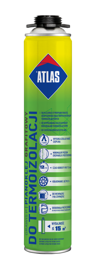 ATLAS GRAWIS P NEU Graphitbasierter PU-Schaumkleber für Wärmedämmung