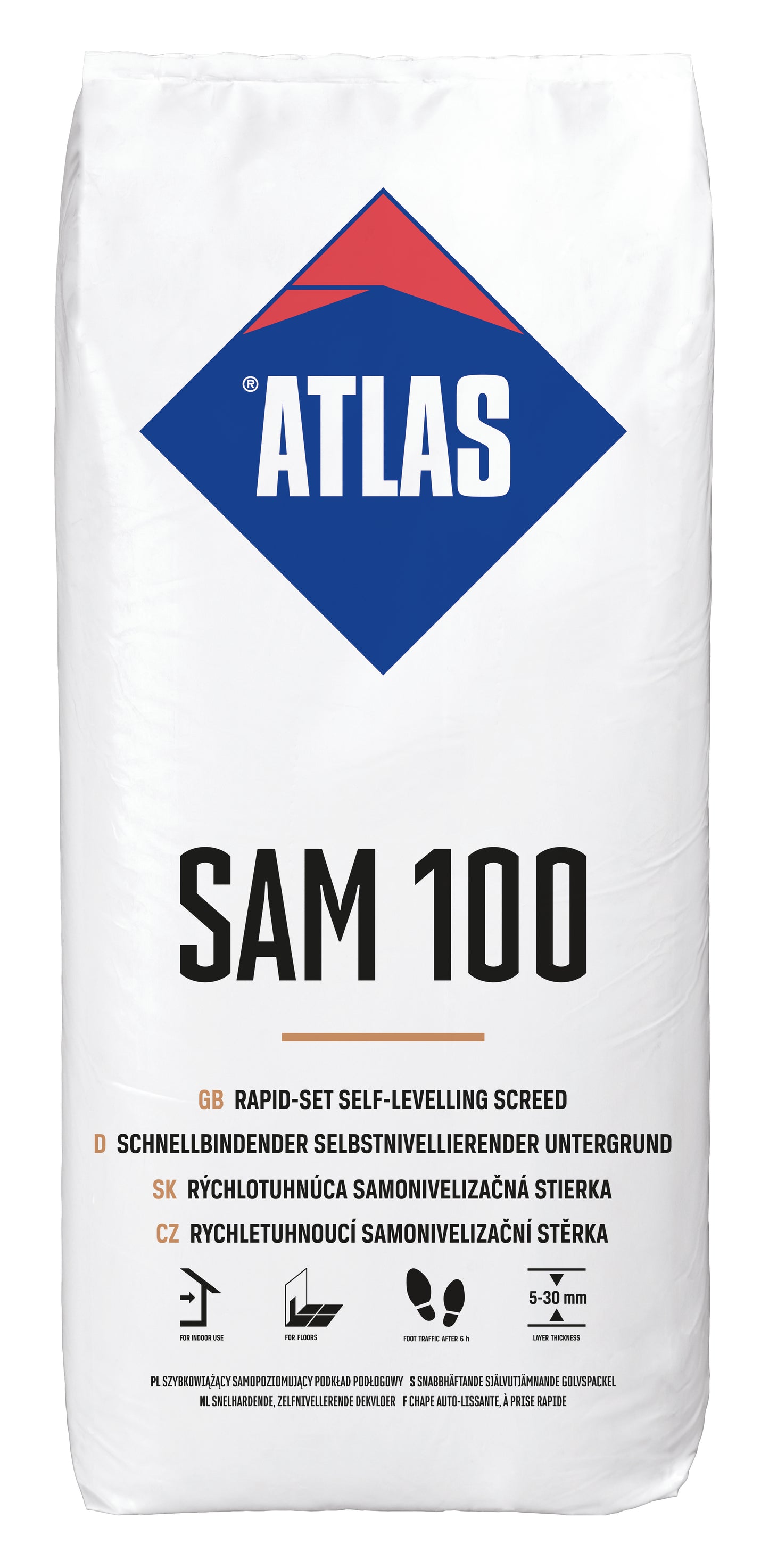 SAM 100 schnell erhärtender, selbstnivellierender Estrich (5-30 mm) 25kg