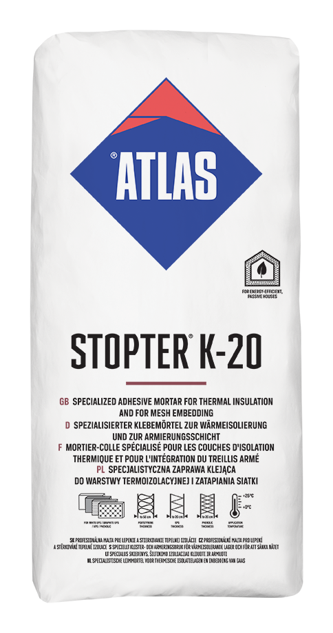 ATLAS STOPTER K-20 Spezial-Klebemörtel für Wärmedämmschichten und um Einbetten von Geweben 25 kg