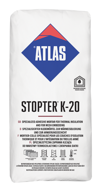 ATLAS STOPTER K-20 Spezial-Klebemörtel für Wärmedämmschichten und um Einbetten von Geweben 25 kg