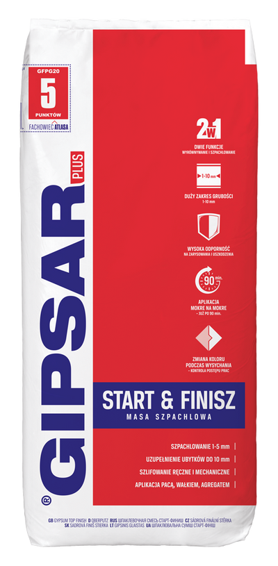 GIPSAR PLUS Oberputz für mehrschichtigen Auftrag - nach nur 1,5 Stunden 20 kg
